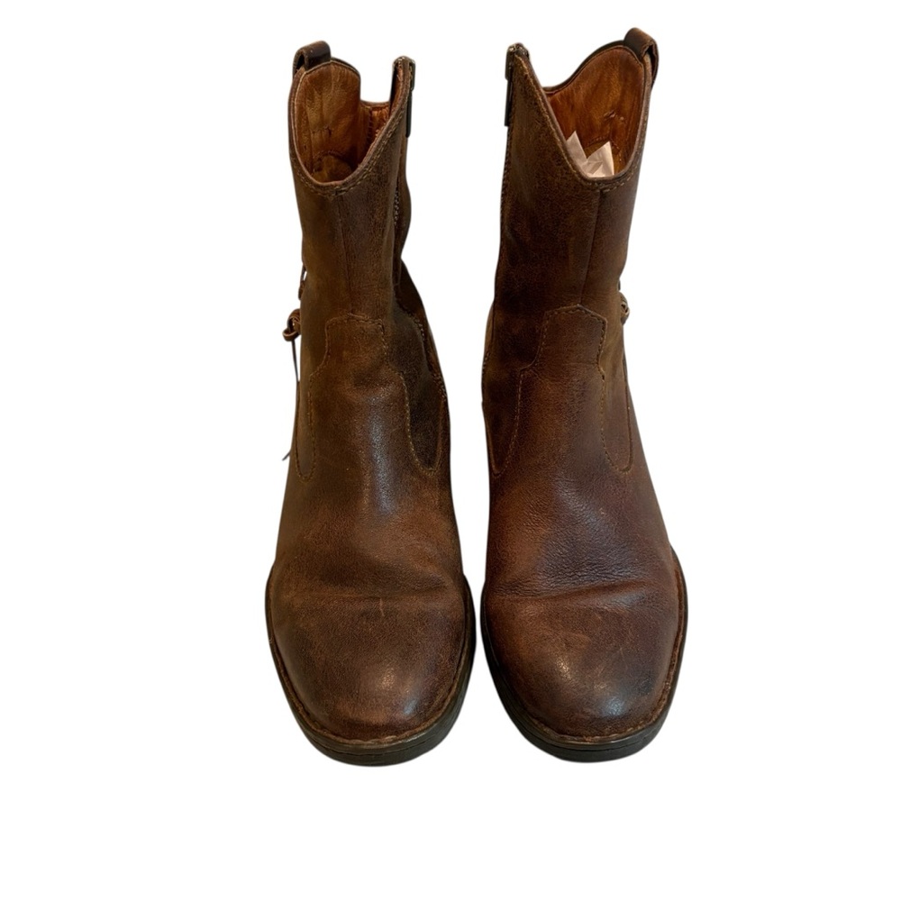 Born Karin Brown Distressed Leather Side Lace Western Ankle Boots, Sz 9 - Picture 5 of 16